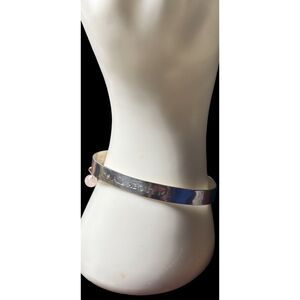 Sterling Silver Cuff Bracelet “It’s All About Me” Pink Bead Minimalist 925